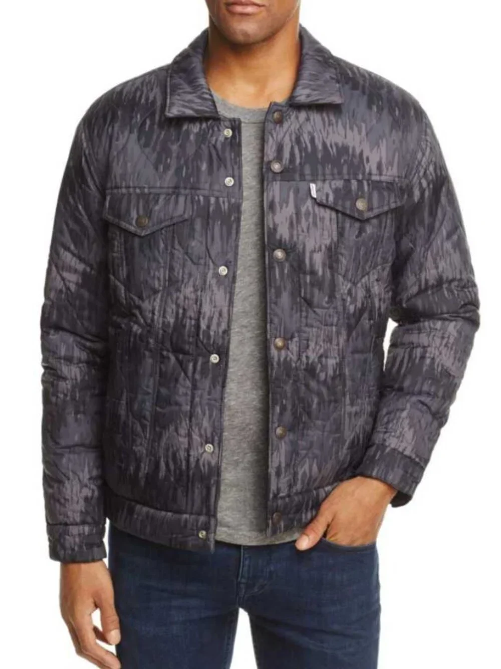 New S Levi's reversible trucker jacket - gray quilted camo - black puffer